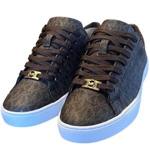 Michael Kors Womens Brown Monogram Logo Low Top Sneakers Shoes 8.5M 001201